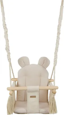 Produktbild von Schwarzer Schaukelstuhl aus Holz Baumwolle Creme, Creme