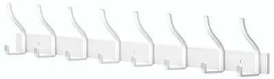 Image de Patères en acier inoxydable, portemanteau blanc, crochets muraux, portemanteau à 8 crochets, tringle à vêtements, portemanteau mural pour chambre, salle de bains, cuisine, portemanteau (blanc, 8 crochets)