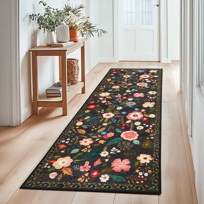 Produktbild von Haltapijt waschbar, niedrigflorig, 80 x 150 cm, Vintage Blumenmuster, für Schlafzimmer