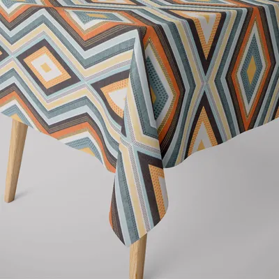 Produktbild von SCHÖNER LEBEN. Tischdecke geometrisch Ethno Raute creme bunt Größe 120x120cm