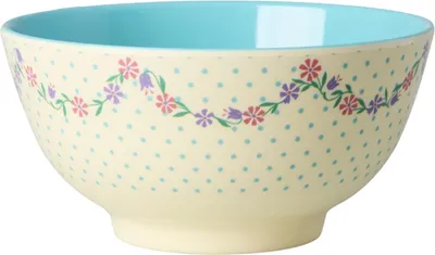 Produktbild von Rice Melamin Schüssel - Dots and Flowersl Motiv Creme 700ml
