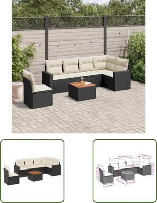 Produktbild von The Living Store 7-tlg. Garten-Sofagarnitur mit Kissen Schwarz Poly Rattan