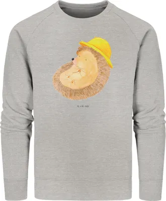 Produktbild von Mr. & Mrs. Panda Bio Baumwoll Pullover Igel Beten Größe XL - Heather Grey - Geschenk, Sweatshirt, Rundhals, Dankbarkeit, Sonnenhut, Sweater, Lustige Sprüche, Leben, Gott