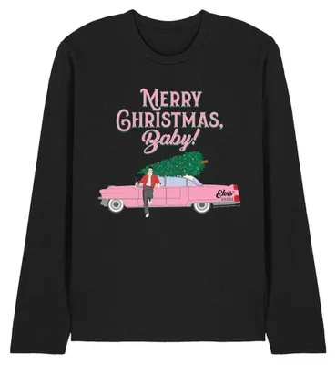 Immagine prodotto di Elvis Presley - "Merry Christmas Baby" Maglietta unisex uomo/donna, maniche lunghe TV32848 (XL) (Nero)