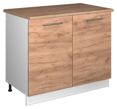 Obrázok produktu pre Spodná skrinka pod drez Vicco Fame-Line Dub Goldkraft/biely 100 cm, AP Oak, Model 61909