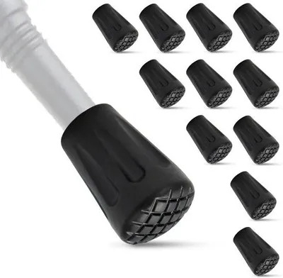 Produktbild von Universal Trekkingstöcke-Tip-Set - Gummibesätze für Wanderstöcke - 12er Pack - Schwarz