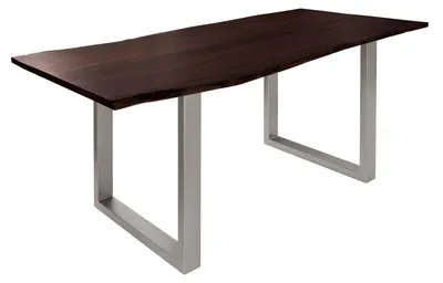 Produktbild von MASSIVMOEBEL24.DE Baumtisch Akazie 120x90x76 braun Beine silber matt FREEFORM 3