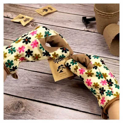 Produktbild von Gartenhandschuhe für Damen in Einheitsgröße – Blumenmuster – gepolstert mit elastischen Bündchen