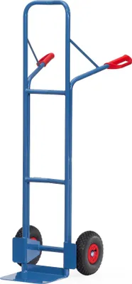 Produktbild von Fetra Extra hohe Stahlrohr-Sackkarre mit Standardschaufel, gebogenen Streben & Luftbereifung| Traglast 300kg |  Germany | Blau