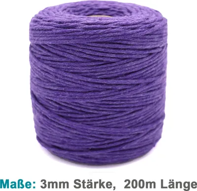 Produktbild von Vershy Makramee Garn - 200m (Stärke: 3mm) - 100% Natürliches, gezwirntes Baumwolle Garn Violett