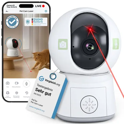 Haustierkamera mit Laserpointer, App, Nachtsicht, 4 MP