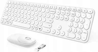 Produktbild von Seenda SK73-3 Kabelloses Tastatur-Maus-Set USB-C Weiß Ergonomisch