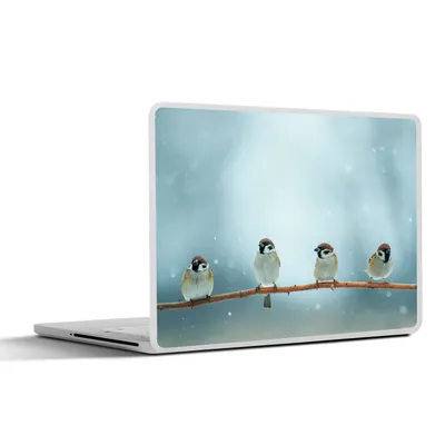 Produktbild von MuchoWow® Laptop Aufkleber Sticker Cover Vögel - Spatz - Schnee - Winter 25x18 cm - Laptop-Deko