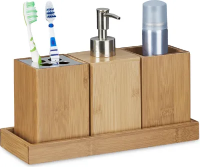 Produktbild von relaxdays 10020224_0 relaxdays Badaccessoires-Set braun