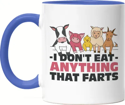 Produktbild von I Don't Eat Anything That Farts Tasse Blau Vegan Vegetarier Plant-Based Geschenkidee Tierwohl Tierleid