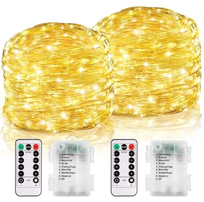 Lichterkette 12 m, 120 LEDs, batteriebetrieben, mit Fernbedienung, Timer