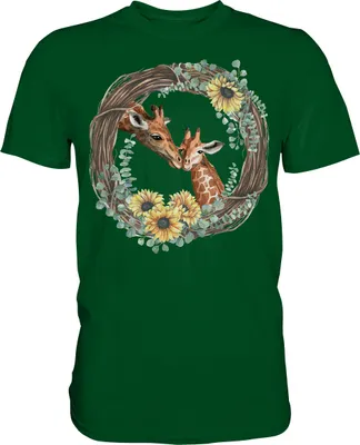 Produktbild von Giraffe Sonnenblumen T-Shirt Mama Tochter Geschenk – Bottle Green / M