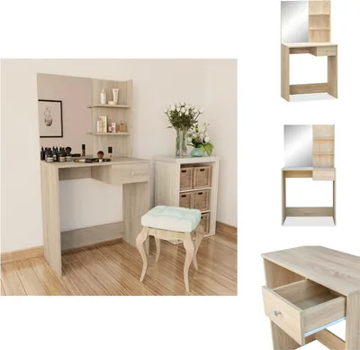 Immagine prodotto di vidaXL Tavolo da toilette in legno 75x40x141 cm rovere - Tavoli da toilette