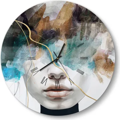 Produktbild von DEQORI Glasuhr Ø50 cm Römisch 'Gefühlswirbel' Wanduhr Glas Uhr Design leise Küchenuhr