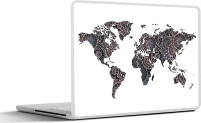 Produktbild von MuchoWow® Laptop Aufkleber Sticker Cover Weltkarte - Schwarz - Mandela - Kind - Junge - Mädchen 31x22.5 cm - Laptop-Deko