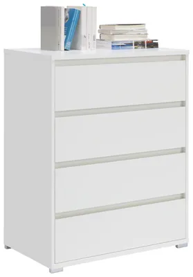 Produktbild von Hochkommode LINE mit 4 Schubladen, Griffmulden, Weiß, 102,8 x 80,1 x 48 cm