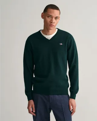 Image de Pull Gant en Laine ultra-fine, col en V, vert, taille S, homme, vert, taille S