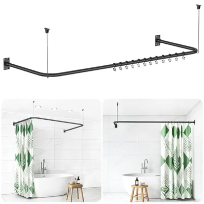 Duschvorhangstange U-Form, Aluminium, verstellbar, 1 Stück