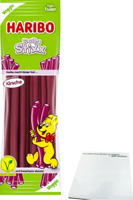 Produktbild von Haribo Balla Stixx Veggie Kirsche (200g Packung) + usy Block