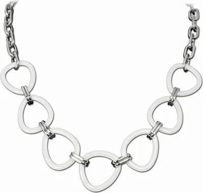 Zdjęcie produktu dla Naszyjnik Amello 50cm stal nierdzewna ceramika biżuteria trójkąt srebrny biały ESKX07W