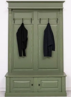 Produktbild von Casa Padrino Landhausstil Massivholz Garderobenschrank Antik Grün 140 x 41 x H. 210 cm - Wand Garderobe - Flur Schrank - Flurmöbel - Garderobenmöbel - Landhausstil Möbel