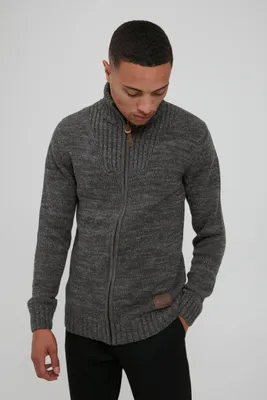 Produktbild von SOLID SDPomeroy Herren Strickjacke Cardigan Grobstrick Pullover mit Stehkragen Reißverschluss 100% Baumwolle Regular fit