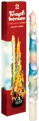 Produktbild von Tropfkerzen 2,5 x 30 cm, 2 Kerzen, Klassiker, Dekoration, Licht, 70er-Jahre, Einzelstück, Party