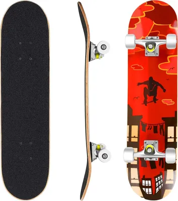 Produktbild von Diyarts Skateboard (Skate Rollerboard, für Anfänger und Profis bis 100kg, langlebiges 7-lagiges Ahorn), 85A PolyurethanRäder, ABEC-7 Lager, 90° Weitwinkel