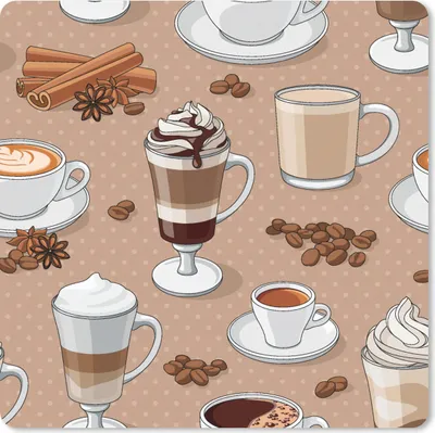 Produktbild von MuchoWow® Mauspad Mousepad Muster - Kaffee - Cappuccino - Schokolade 20x20 cm - Mousepads - Maus Mat - Pad - Mausunterlage - Desk Mat - Bureauartikeln