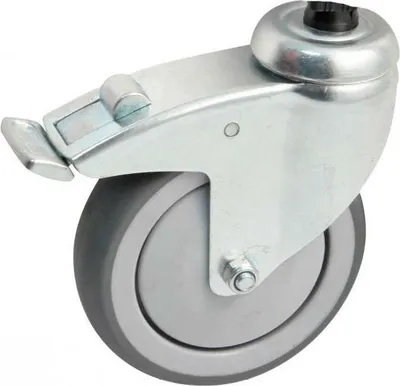 Produktbild von Lenkrolle mit runder Platte + AVL-Bremse - Gummirad Ø 125 - Tragkraft 100 kg - 550893O