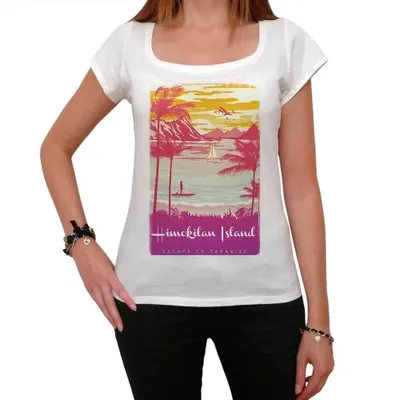 Produktbild von Damen Grafik T-Shirt Himokilan Insel Flucht ins Paradies – Himokilan Island Escape To Paradise – Öko-Verantwortlich Vintage Jahrgang Kurzarm Lustige