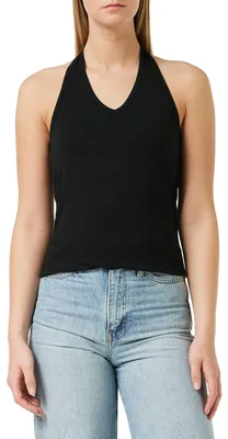 Productafbeelding van Dames top met halterhals, T-shirt, top, korte mouwen, maat: L, kleur: [Kleur ontbreekt in de tekst]