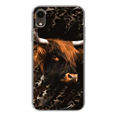 Produktbild von MuchoWow® Handyhülle Schutzhülle Hülle für iPhone XR Schottischer Highlander - Pantherdruck - Schwarz Silikon Softcase Handy Hülle - Schutzdeckel
