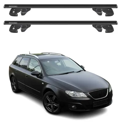 Produktbild von Dachträger Grundtäger für Seat Exeo Kombi 2008-2013 Alu 90kg Schwarz 2tlg, KI-generiertes Bild