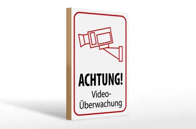 Produktbild von Holzschild Hinweis 20x30cm Achtung Videoüberwachung