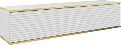 Produktbild von MOEBLO TV-Board Dayn RTV 135 MDF – Lowboard Fernsehtisch TV Bank TV Tisch Fernseher Tisch TV Möbel, RTV-Schrank mit goldenen Einsätzen, hängend (BxHxT): 135x30x32 cm - Weiß
