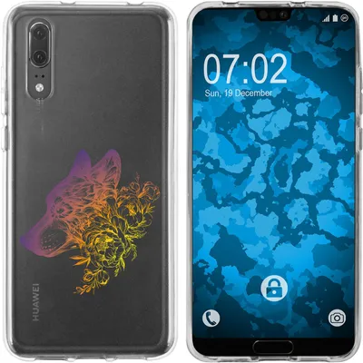 Produktbild von PhoneNatic Case kompatibel mit Huawei P20 Silikon-Hülle Floral Wolf M3-3