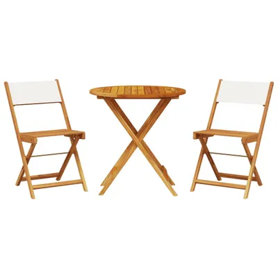 Produktbild von 3-tlg. Bistro-Set Cremeweiß Stoff und Massivholz