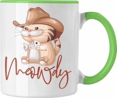 Produktbild von Trendation - Meowdy Tasse Geschenk Katzenliebhaber Geschenkidee (Grün)