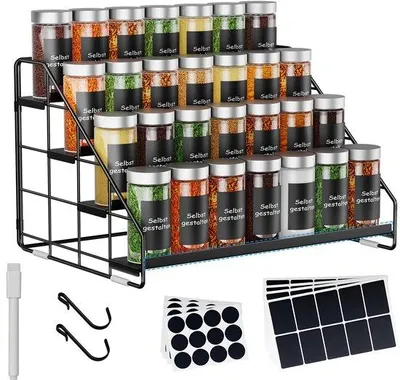 Produktbild von Geoptimierte Titel Unyqoos® Verstellbares Kräuterregal mit vier Ebenen für Küche und Bad - Platzsparendes Design - Schwarz - Ideal für Gewürze und KräuterKurze Verkaufsbeschreibung Entdecken Sie das Unyqoos® verstellbare Kräuterregal, das mit seinen vier Ebenen sowohl in der Küche als auch im Bad für Ordnung sorgt. Das elegante schwarze Design passt perfekt in jede Umgebung und bietet Platz für Ihre Gewürze und Kräuter.Ausführliche Produktbeschreibung Das Unyqoos® verstellbare Kräuterregal ist die perfek