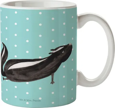 Produktbild von Mr. & Mrs. Panda Tasse Stinktier Yoga - Türkis Pastell - Geschenk, schöne, Skunk, Teetasse, Liebe, Namaste, Kaffeebecher, Trinkbecher, Raubtier, Kaffeetasse
