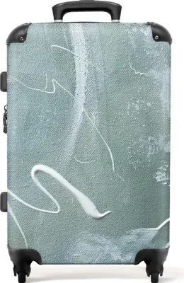 Obrázek produktu pro NoBoringSuitcases.com® Velký kufr - Zelený - Bílý - Barva - Malba - Kombinovaný zámek TSA - Pevná skořepina na kolečkách - 72 litrů - Cestovní kufr - 66 cmKufr střední 67x43x25 cm, 72L,