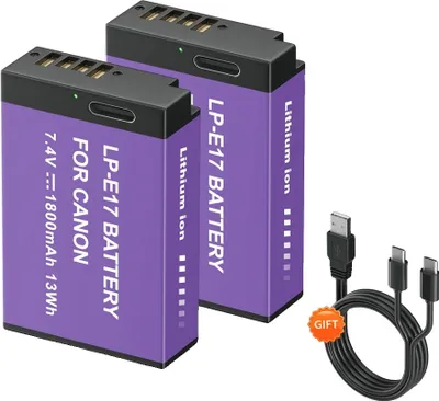 Obrázek produktu pro Baterie PALO LP-E17, kapacita 1800mAh, připojení k nabíjení Type-C, 2 kusy baterií lpe17