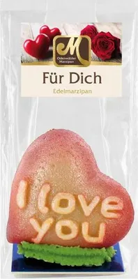 Zdjęcie produktu dla Marcepanowe serce z Odenwaldu „I love you” Dla Ciebie soczyste i miękkie 50 g