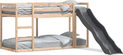 Obrázek produktu pro vidaXL Patrová postel se skluzavkou a žebříkem 90x190 cm z masivního borovicového dřeva